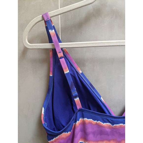 Tommy Bahama One-piece Swimsuit Sz 16 XL Striped Sunset Tankini Ruched Tropical - Picture 8 of 11